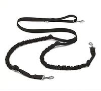 Laisse Double Amortisseur pour 2 Chiens Extensible 2-2,5m - 3 Taille: Promenade, Jogging, canicross. Garantis Deux Ans .Fabriquée en Europe (L: Poids du Chien: 30+kg, Noir)