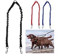 Laisse Double - Élastique Réfléchissant - Absorption Chocs 360° - Multi-positions - Noir