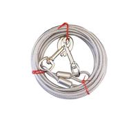 Laisse double en fil d'acier pour deux chiens - 3 m/5 m/10 m - Câble d'attache extérieur - Bleu rouge et blanc (5 m - Blanc - 5 mm d'épaisseur)