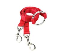 Laisse Double en Nylon, Rouge, Contrôle sans Utilisation des Mains | Deux Clips pour Collier, Point Séparateur sans Utilisation des Mains, pour Promenades de Quartier et Parc, Chiens