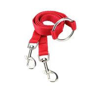 Laisse Double en Nylon Rouge, Contrôle sans Utilisation des Mains | Petits Animaux, Point de Séparation Pratique, Sorties au Parc et Balades de Quartier, Usage Solide