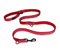 Laisse Double HALTI - Laisse éducative pour Chien avec Coutures Réfléchissantes - Confortable à tenir avec longueur réglable. Convient pour La Marche Quotidienne et Le Dressage (Taille S, Rouge)