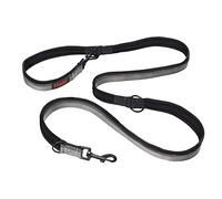 Laisse Double HALTI - Laisse éducative pour Chien avec Coutures Réfléchissantes - Confortable à tenir avec longueur réglable. Convient pour La Marche Quotidienne et Le Dressage (Taille L, Noir)