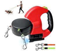 Laisse double pour 2 chiens - 3 mètres, laisse rétractable et extensible pour chiens avec fonction de lumière, poignée ergonomique et bobine