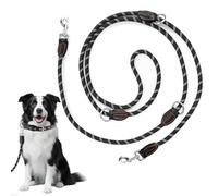 Laisse Double pour 2 Chiens, Laisse Chien Enrouleur 2 m, 3 Points Robuste Longe pour Chien Dog Leash for 2 Dogs,50-80 cm Longueur Extensible pour Promenade, Dressage, entraînement, Noir