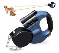 Laisse Double pour 2 Chiens, Laisse Chien Enrouleur, Laisse pour Chien de 3 m, Poignée Antidérapante pour Chiens de Petite et Moyenne Taille, 360º sans, Bleu