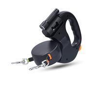 Laisse Double pour 2 Chiens,Laisse Chien Enrouleur pour Chien Jusqu'à 25kg/55 lb,Ruban en Nylon Solide Extensible à , avec Coutures réfléchissantes Lumineuses,360º sans