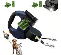Laisse Double pour 2 Chiens, Laisse Double, Laisse Rétractable De 4 M Pet, À 360° en Enchevêtrement Câble De Sécurité Réfléchissant pour Promenades Nocturnes, Jogging Et Camping avec (Bleu)