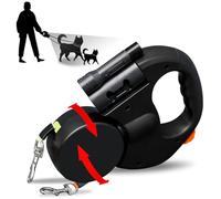 Laisse pour Chien, Laisse Chien Enrouleur, Double Laisse pour 2 Chiens, Laisse Rétractable Chien, Enrouleur, Extensible, Rétractable, 3 Metres, 360º sans Enchevetrement (Noir)