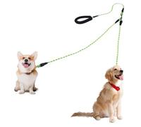 Laisse double pour 2 chiens, rotative à 360 °, légère, réfléchissante, avec poignées rembourrées, convient pour les chiens de taille moyenne de moins de 40 kg (vert, 12 mm)