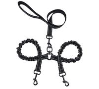Laisse Double pour Chien à Double Tête en Nylon, Marche | Opération Main, Protège le Cou de L’animal, Noir, Usage Quotidien, Économie D’achat, Pratique