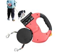 Laisse Double pour Chien - Laisse rétractable de 3 m | Laisse de sécurité réfléchissante et Anti-enchevêtrement Parfaite pour Les promenades Nocturnes, Le Jogging et Le Camping. (Rouge)