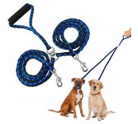 Laisse double pour chien - Non spécifié - 4.6ft - Nylon - Noir et bleu - Multi-positions