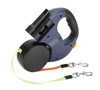 Laisse Double pour Chien Rétractable avec Deux Longs Cordons de 3 Mètres, Laisse pour Chien Double avec Lampe de Poche LED à 360 ° sans Enchevêtrement pour Promener Deux Chiens, Jusqu'à 50 LB