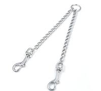 Laisse Double pour Deux Chien Acier Inoxydable Chaîne Métal Corde Courte Anti-Mastication Accessoire Mène pour Petites Moyen et Gros Chien pour Promenade Marche et Dressage (3.0mm * 50cm)