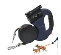 Laisse double pour deux chiens - Poignée rembourrée antidérapante pliable avec lumières LED imperméables - Double sangles pour chiens - Pour promenades en extérieur, plage, randonnée, course