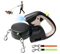 Laisse Double Rétractable, Laisse Double Rétractable, Laisse Double pour Chien Rétractable, Laisse pour Chien avec Lumière, Laisse Extensible pour Promener Deux Chiens Jusqu'À 30 LB(Marron)