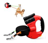 Laisse double rétractable pour 2 chiens, laisse double pour chien de 3 m, avec lumière, poignée antidérapante, pour chiens de petite et moyenne taille, rouge