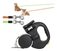 Laisse double rétractable pour chien, 3 m, laisse automatique pour chien, laisse rétractable pour chien, avec lumière LED, double tête, pour chats, petits chiens (noir)