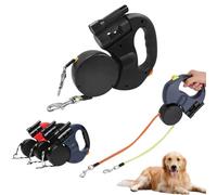 Laisse Double Rétractable - Zéro Nœud, Zéro Stress avec Lumières LED, Automatiques,360° Rotation sans Enchevêtrement, Réglable pour Chiens et Chats, Convient aux Petits Chiens