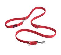 Laisse double HALTI - laisse pour chien multifonctionnelle pour l'entraînement et la promenade avec votre chien. Léger et rembourré en néoprène. Convient aux chiots (taille L, rouge, 2 m)