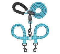 Laisse élastique à Double extrémité for Chien, Laisse for Chien Une à Deux, Fournitures Pratiques et à la Mode for Animaux de Compagnie(Light Blue)