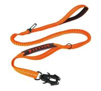 Laisse élastique réfléchissante robuste avec ceinture de sécurité pour chiens de grande taille - Laisse tactique anti-traction (orange)