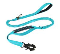 Laisse élastique réfléchissante robuste avec ceinture de sécurité pour grands chiens - Laisse tactique anti-traction (bleu ciel)