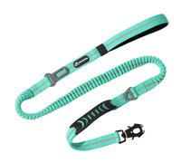 Laisse élastique tactique robuste de 1,2 à 1,8 m avec 2 poignées rembourrées, mousqueton en métal, ceinture de sécurité de voiture, réfléchissante pour chiens de taille moyenne et grande (bleu
