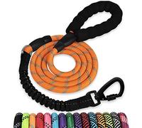 Laisse en corde pour chien de 1,5 m : laisse robuste avec crochet pivotant verrouillable, fils réfléchissants, élastique et poignée rembourrée, laisse pour chiens de grande et moyenne taille, pour