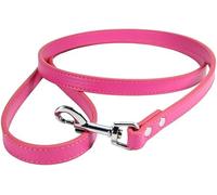 Laisse en cuir vif pour chiot, chiens en 3 tailles - pour animaux de compagnie de petite, moyenne et grande taille (rose vif, taille XL (120 cm x 2,5 cm)