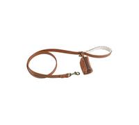 Love Story - Laisse en similicuir et bouclette avec distributeur de sacs - Cognac