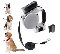 Laisse enroulable avec lampe de poche intégrée - Laisse légère pour chien avec bande en nylon de 5 m d'épaisseur - Frein à une main - Possibilité de pause et de blocage - Support pour friandises pour