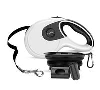 Laisse Enrouleur Chien 5m - Laisse Rétractable 3 en 1 avec Distributeur de Sac & Bol Rétractable - pour Chiens de Petite et Grande Taille Jusqu'à 40kg - avec Sangle en Nylon Ultra Solide