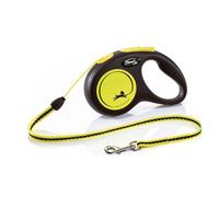 Laisse enrouleur Flexi - New Neon S - 5m - Noir et jaune fluo - Pour chien jusqu'à 12kg