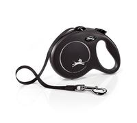 Flexi Laisse rétractable New Classic Sangle M 5 m Noir – jusqu'à 25 kg