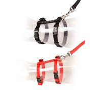 Laisse et harnais pour chat Duvoplus Diamants Noir 35 cm x 10 mm x 125 cm