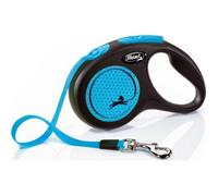 Laisse - Flexi - New Neon S Tape - 5 m - Noir/Bleu - Réfléchissante - Ultra-résistante