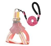 Laisse for Chien Style Gilet for Animaux de Compagnie Motif Jacquard Harnais Nuit Laisse de Chien réfléchissante(Pink,M)