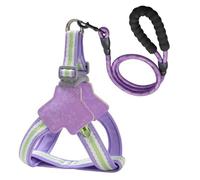 Laisse for Chien Style Gilet for Animaux de Compagnie Motif Jacquard Harnais Nuit Laisse de Chien réfléchissante(Purple,S)