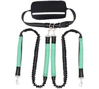 Laisse mains libres pour chien avec pochette, double laisse pour deux chiens, laisse élastique rétractable, ceinture de taille réglable, nylon résistant réfléchissant, vert