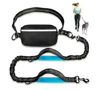 Laisse mains libres pour chien | Deux poignées rembourrées avec ceinture réglable pour promener, faire du jogging et courir votre chien, laisse mains libres avec pochette de rangement