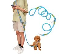 Laisse Mains Libres pour Chien en Bandoulière, Idéale pour Course, Randonnée et Marche - Nylon Robuste Réfléchissant, Boucle Anti-nœud 360° - pour Chiens Moyens et Grands(Bleu)