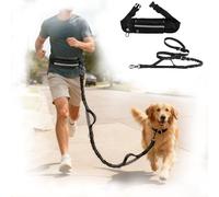 Laisse mains libres pour chien, laisse de course robuste mains libres avec ceinture, laisse élastique réglable, coutures réfléchissantes pour la course, la marche et le jogging