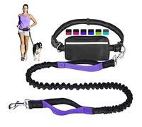 Laisse Mains Libres pour Chien pour Course à Pied, Marche, Dressage, randonnée, Double poignée, élastique réfléchissant Absorbant Les Chocs, Ceinture et Pochette réglables, idéale pour Les Chiens de