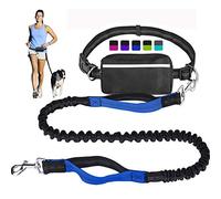 Laisse mains libres pour chien pour la course, la marche, le dressage, la randonnée, la randonnée, l'élastique réfléchissant absorbant les chocs, ceinture et pochette réglables, idéale pour les chiens