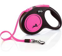 , Laisse Modèle New Neon, Version Sangle, Une Visibilité Accrue Grâce Au Réflecteur Néon, Système De Guidage Perfectionné, Système De Freinage Robuste, Made In Germany, Noir/Rose, M - 5m