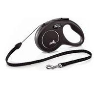 FLEXI New Classic Laisse avec Cordon pour Chien Noir 5 m Taille S