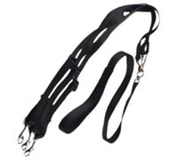 Laisse noire à 3 voies pour animal de compagnie, laisse réglable en nylon de 2,5 cm de large pour trois chiens, harnais robuste avec matériel chromé sécurisé, longueur totale de 144 à 169,9 cm pour