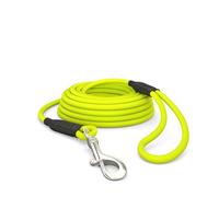 Laisse pour chien - 5 m - Étanche - Ronde - Avec dragonne - Robuste - Roue libre - Jaune fluo - Jusqu'à 35 kg